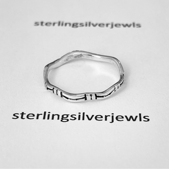 Sterling Silver Bamboo Band Ring, Silver Rings, Tree of Life Ring, Wedding Bands - Picture 11 of 14